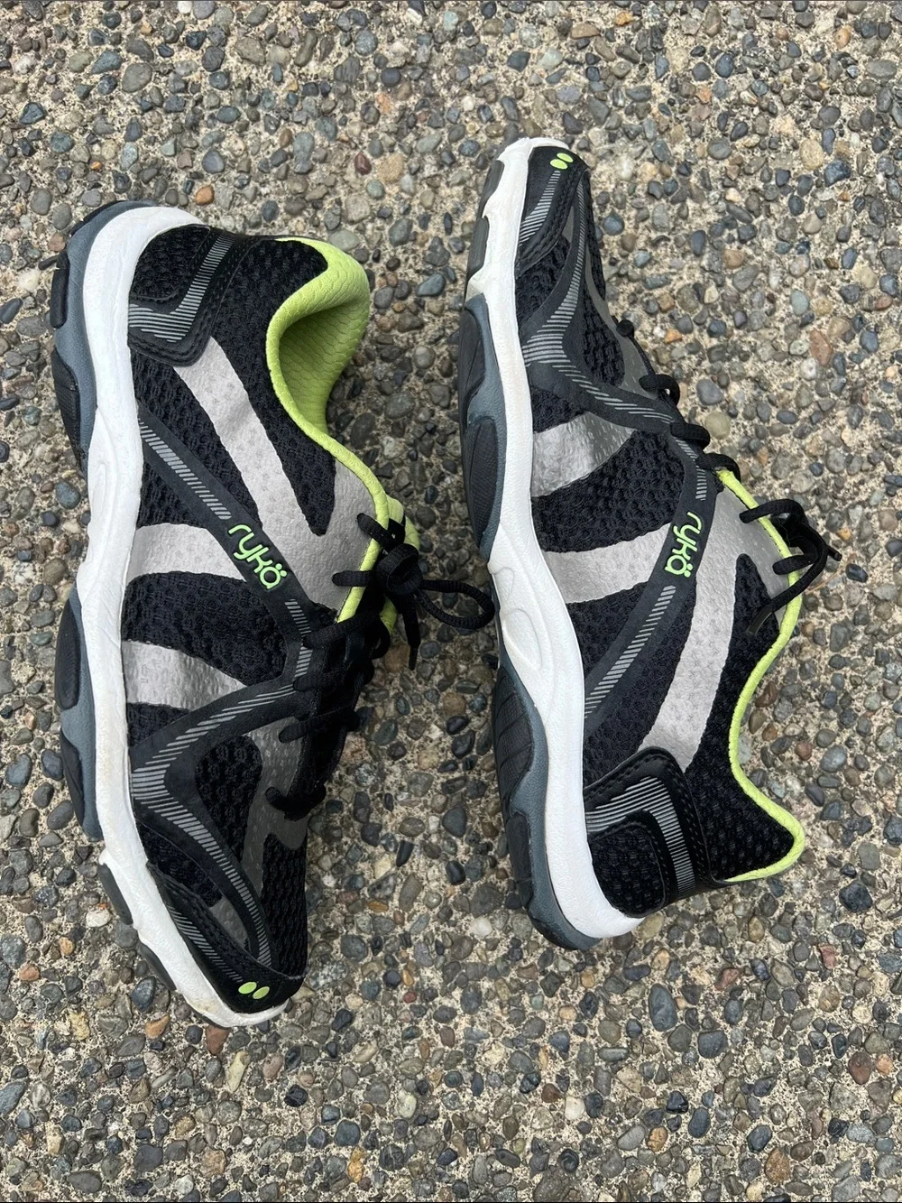 Ryka Black Zumba Sneakers with Neon Green Accents